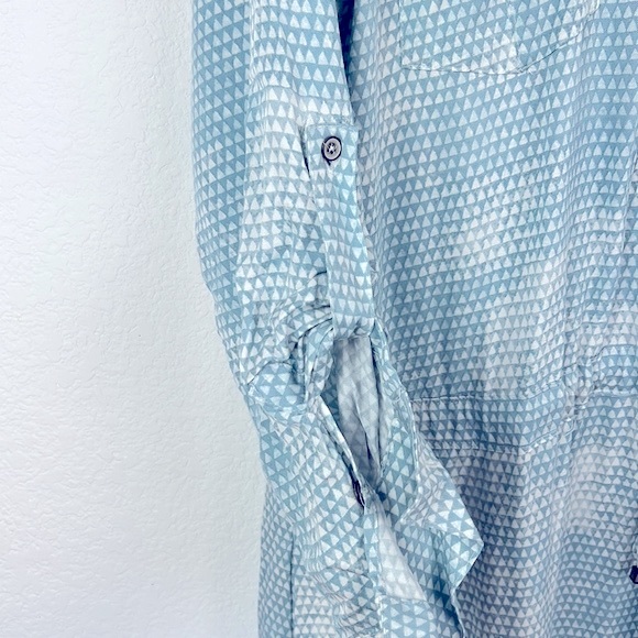 Lou and Grey Button Down Long Sleeve Tie Waist Shirt Dress Blue White Size M - Picture 3 of 7